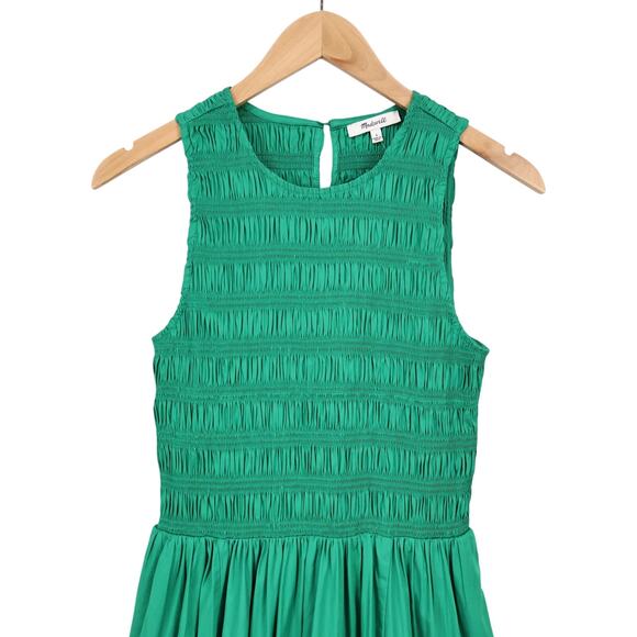 Madewell Melody Bubble Hem Smocked Midi Dress Poplin Verdant Green Small NWT - Picture 3 of 8